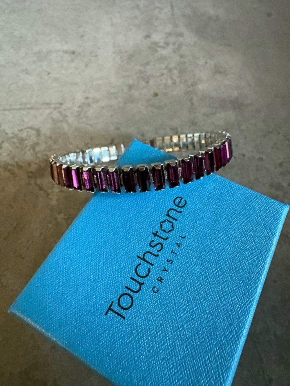 Touchstone Crystal Purple Baguette Stretch Bracelet